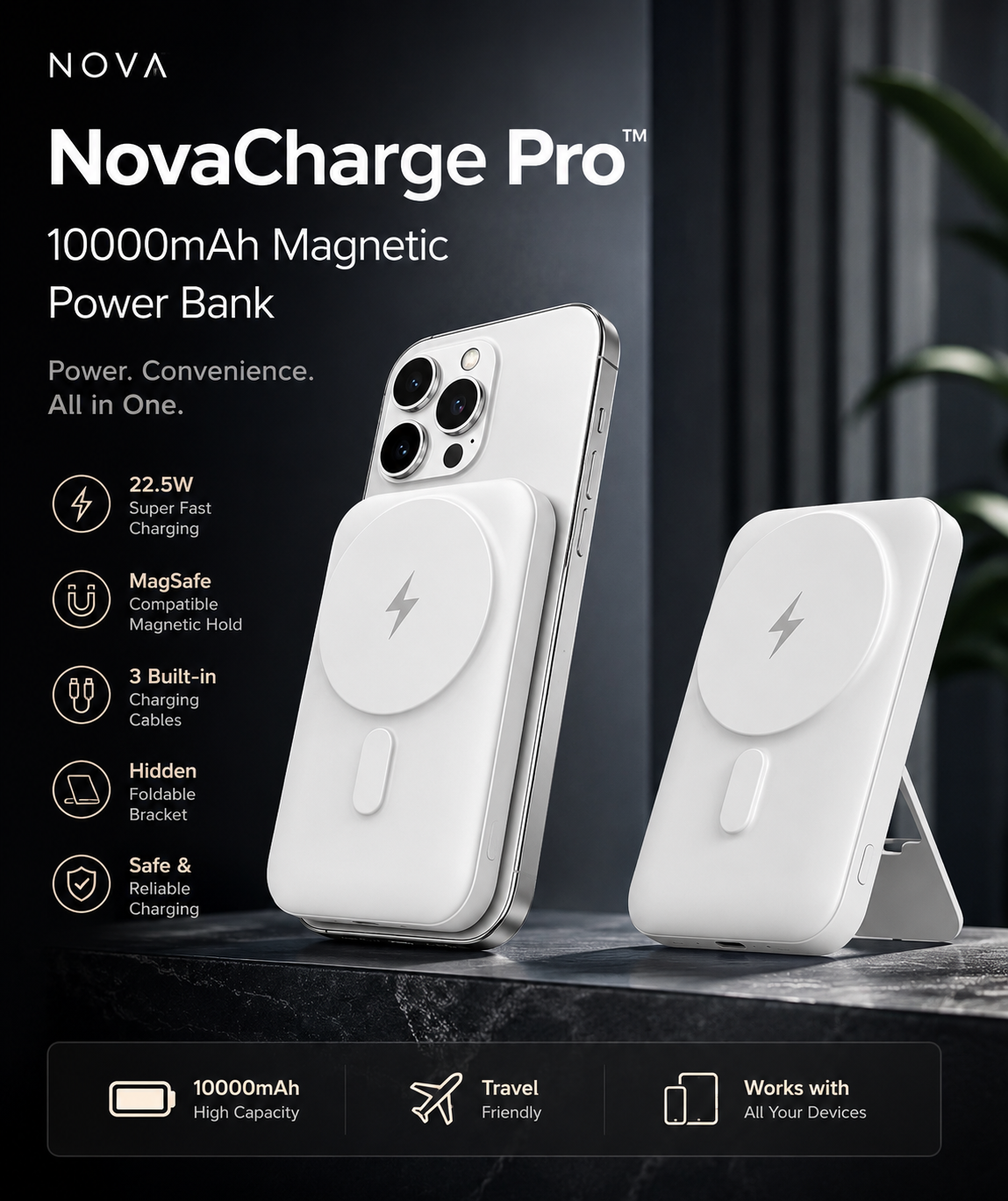 NovaCharge Pro™ Magnetic Power Bank